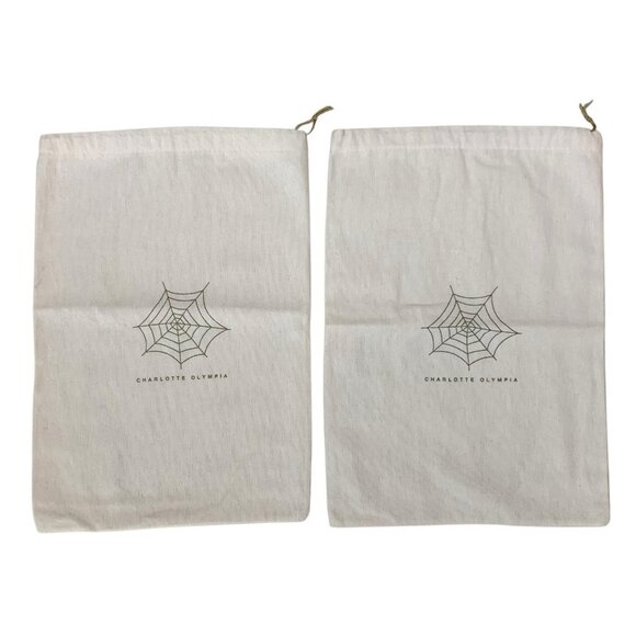 Charlotte Olympia Beige Cotton Drawstring Shoe Dust Bag 15x10 Designer Storage - Picture 1 of 6